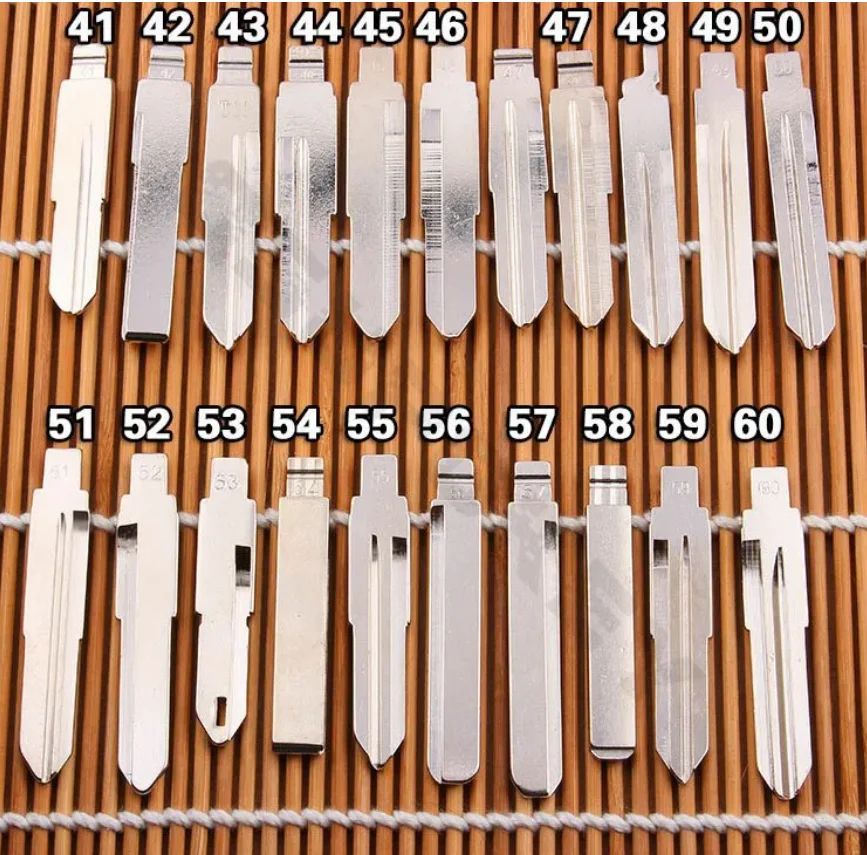 Schlüsselrohlinge Referenznummer 41 bis 60, zum Vergleich mit dem eigenen Schlüsselprofil